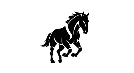Black horse silhouette on white background