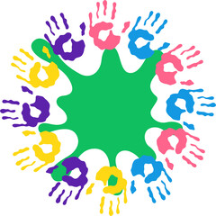 Colorful Handprints Circle Graphic