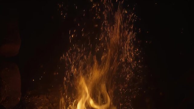 Vibrant Sparks Flying from a Fire