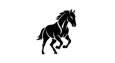 Obraz premium Black horse silhouette on white background