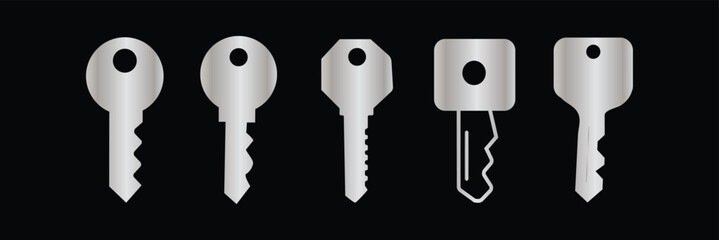  Key icon symbol for apps and websites. Key sign and symbol. keys vector Colorful flat key icons set, modern metal house keys collection, security access symbols, 