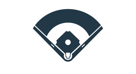 Minimalist graphic icon of a baseball diamond or field, perfect for sports event branding, app interfaces, or website design depicting America's favorite pastime in a clean vector style
