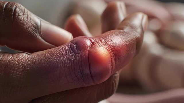 Injured Finger with Swelling and Bruising.
