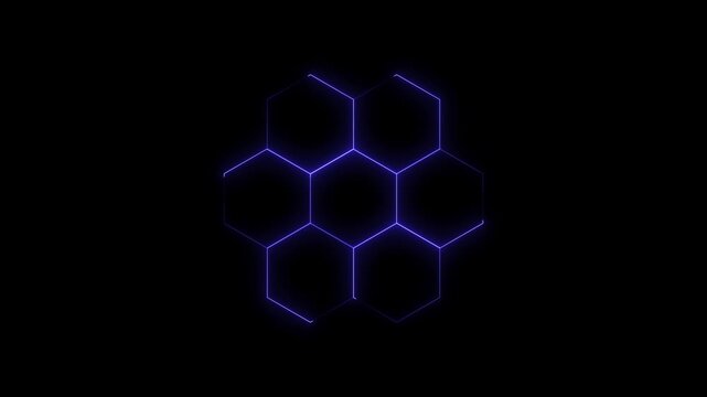 Neon blue hexagon hud loading animation