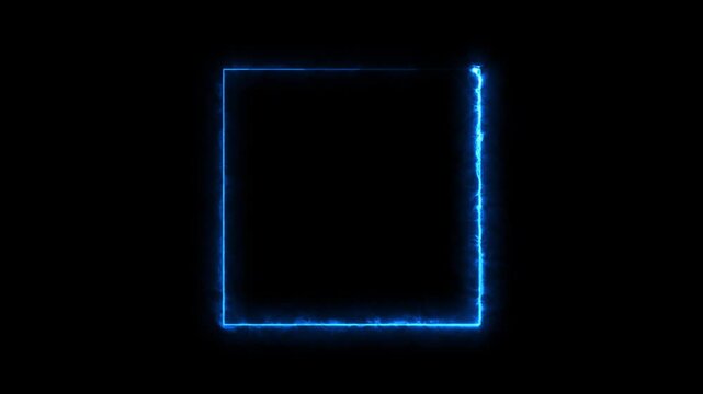 Blue square neon light outline effect