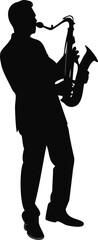 Naklejka premium Silhouette Of A Man Playing A Saxophone
