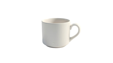 A clean white ceramic mug with a subtle imperfection, isolated on a white background, ideal for coffee, tea, or branding mockups.