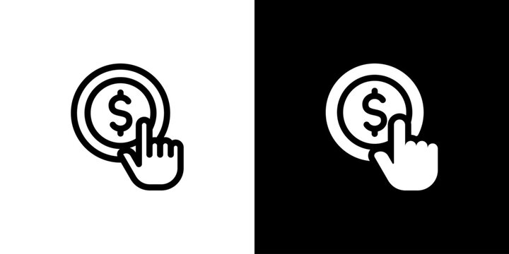 Pay Per Click icon concept with flat Black White Background. Vector illustration.