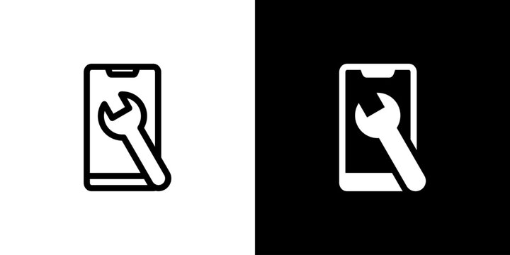 Repairing icon concept with flat Black White Background. Vector illustration.