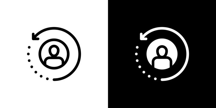 Returning Visitor icon concept with flat Black White Background. Vector illustration.