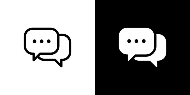 Chat icon concept with flat Black White Background. Vector illustration.