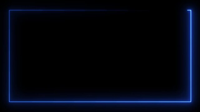 Blue neon line frame glowing background