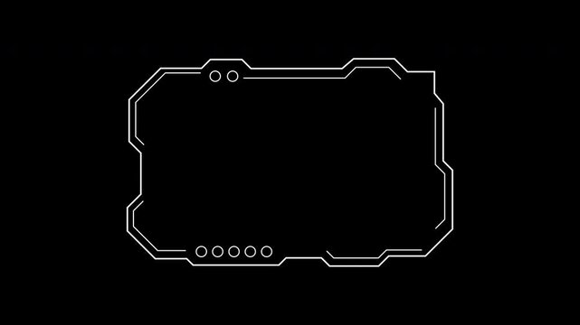 HUD square white and black frame border design element for digital presentations, website banners, graphic design projects, techthemed prints.