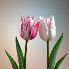 Fototapeta premium pink tulips on a white background