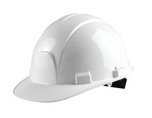 White construction hard hat studio shot isolated on transparent background protective