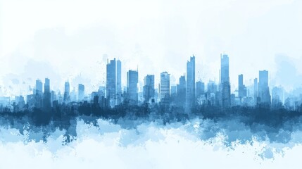 Fototapeta premium City Skyline with Foggy Atmosphere Illustration.