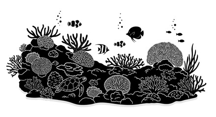 Coral Reef with Fish and Seaweed. © nur