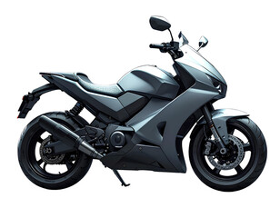 Sleek futuristic sport motorcycle in matte silver finish with aerodynamic bodywork design