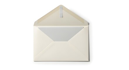 Open cream envelope isolated on a white background