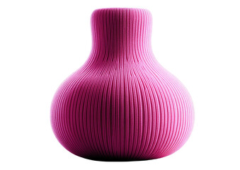 Ribbed vase, bulbous shape, narrow neck, pink color cast