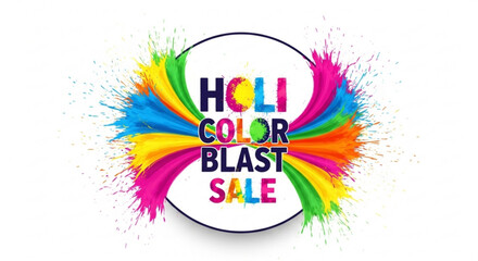 Vibrant holi color blast sale sign with rainbow paint splatters