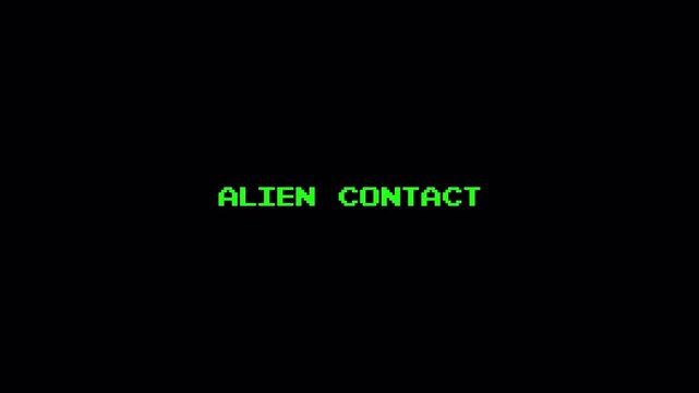 Alien Contact Retro 8-Bit Pixel Text Animation Opener Transition Glitch Effect 4k video animation seamless loop