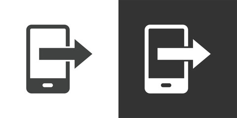 Mobile Export or Logout icon. Solid glyph series icon