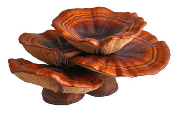 Stacked fungi, brown, layered. Dark center, lit edges