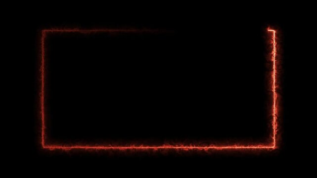 Fiery red light trail outlining rectangle shape frame with dynamic energy motion animation