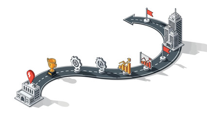 Startup Strategy Roadmap Journey Vector Illustration