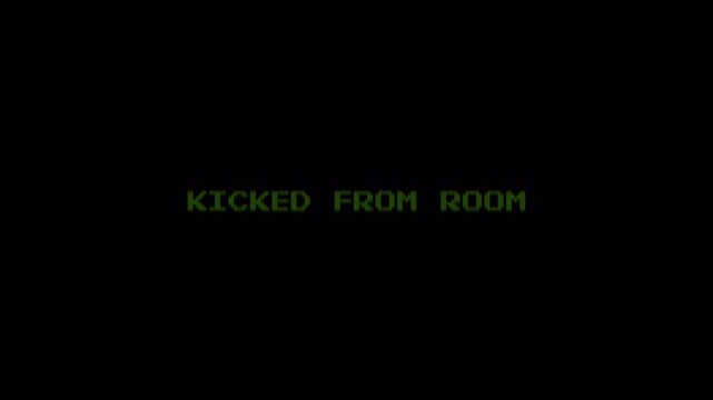8 Bit Pixel Retro Text Animation, "Kicked From Room" Gaming Interface Error Message 4k video animation seamless loop