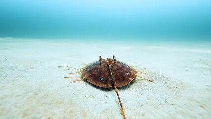 Minimalist Horseshoe Crab in Cinematic Ocean © Ralfphic