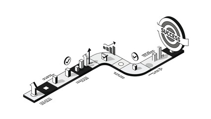 Business Strategy Road Path Illustration Vector