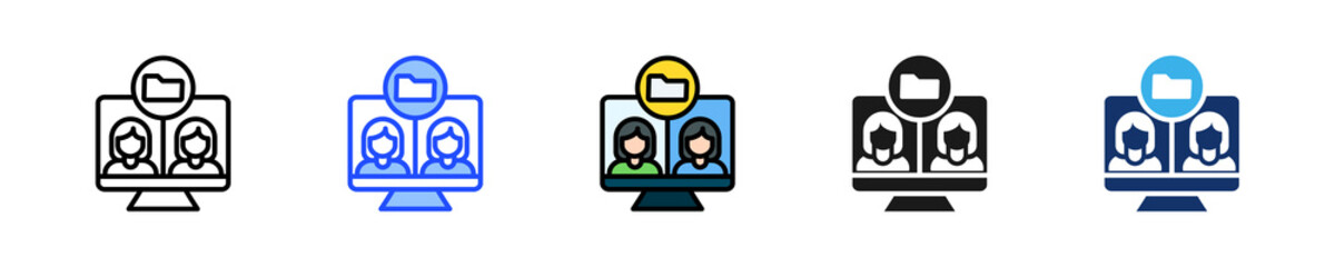 Online Collaboration Icon Collection With Multiple Styles