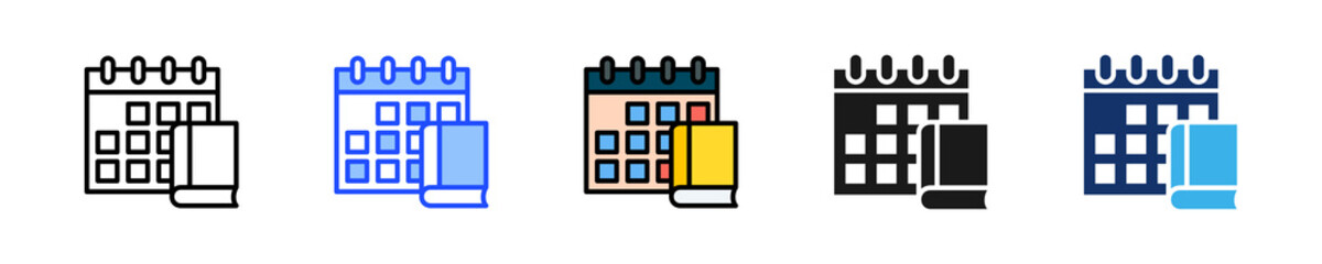 Study Calendar Icon Collection With Multiple Styles