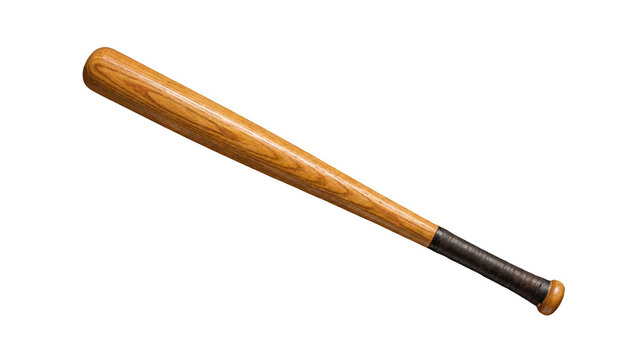 Classic Wooden Baseball Bat Isolated on White Background