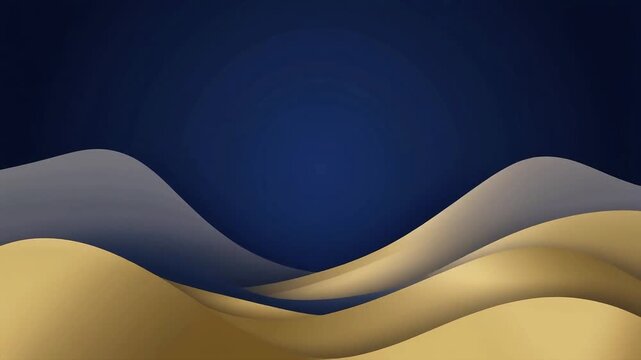 Abstract Golden Waves Blue Background Text Space Motion Graphics