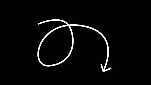 Pointing doodle arrows against a black background, suitable for presentations, websites, and graphic design projects needing a simple and modern design element.