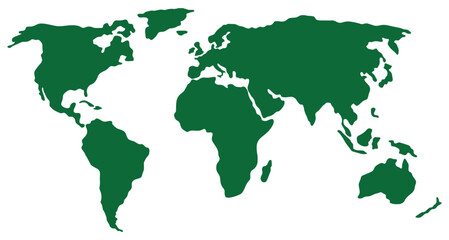 Obraz premium World map continents flat design vector illustration isolated on white background