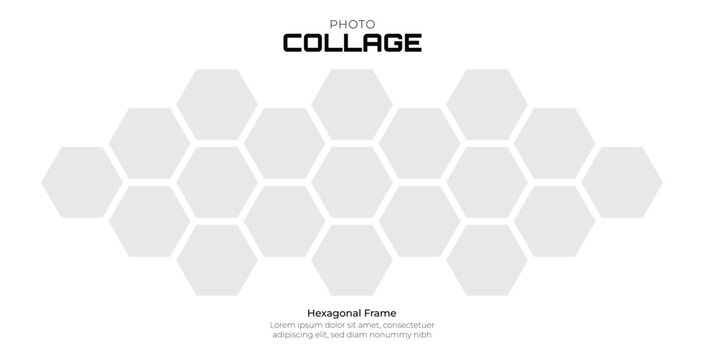 Photo and Image Collage with Hexagonal Blank Frames for Modern Design