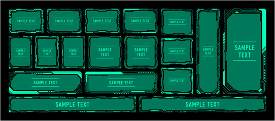 サイバーUIフレームセット近未来HUDデザイン（ベクター）｜Cyber UI Frame Set &ndash; Futuristic HUD Neon Interface Vector