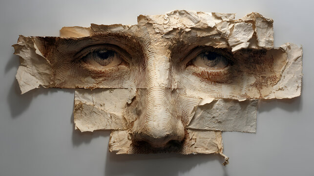 Collage Face Sculpture: Paper Art Design