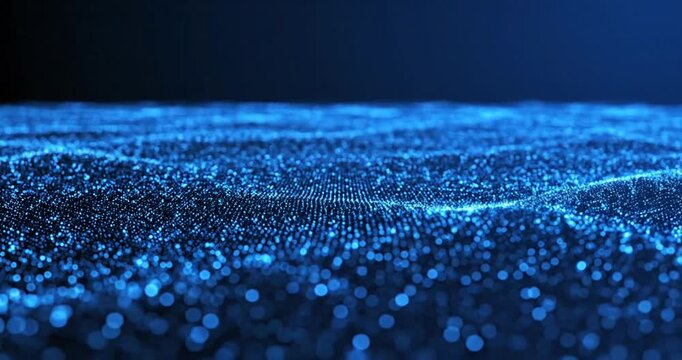 Blue Glittering Particles Background Video.