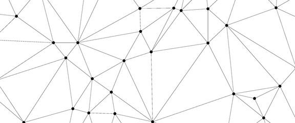 Obraz premium Geometric triangle mesh background with black circles. Monochromatic texture. Abstract polygonal geometric shape structure. Low poly minimal style art