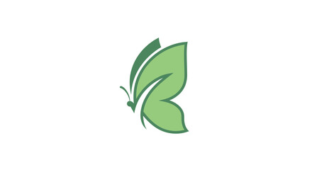 Obraz premium Green Butterfly Leaf Logo Represents Nature, Ecology and Sustainable Development Concept