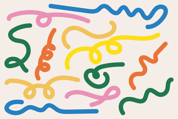 Abstract colorful line drawing on white background