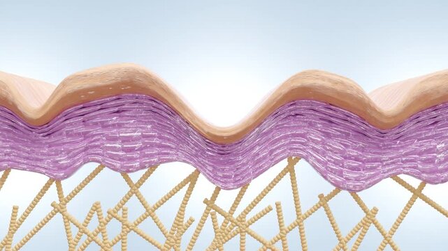 3D Visualization of Collagen Fiber Network Strengthening and Firming Skin Structure.