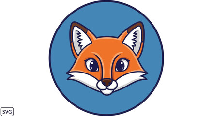 Obraz premium Cute Fox Face Icon Cartoon Style, Vector Illustration