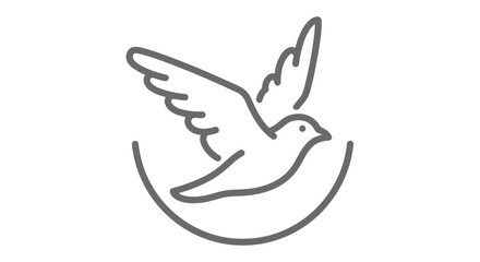 Obraz premium Gentle Dove Bird Flying Out of Protective Circle Line Art Icon