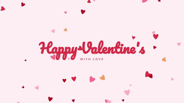 Happy Valentine&rsquo;s Script Typography Animation with Romantic Flowing Letters and Soft Hearts